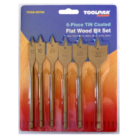 Flat Bit Set 6 Piece TiN Coated Toolpak  